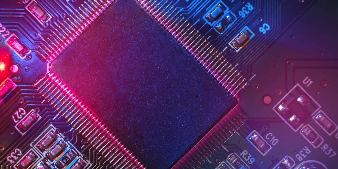 램 메모리의 칩 접사 사진
